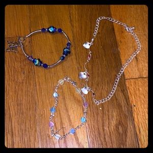 Two bracelets, one anklet